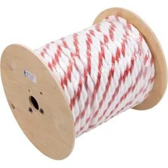 Polypropylene Rope, 3/4″Dia, 2 White 1 Red Strand, 300Ft | PPR34300RW