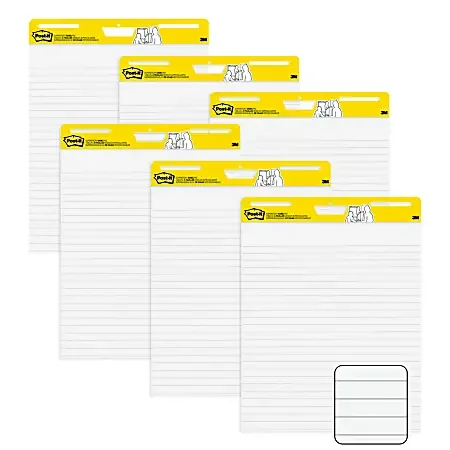 Post-it® Easel Pads, 25 in x 30 in, 6 Pads, 30 Sheets/Pad, 30 Sheets/Pad, Great for Virutal Teachers and Students, Yellow