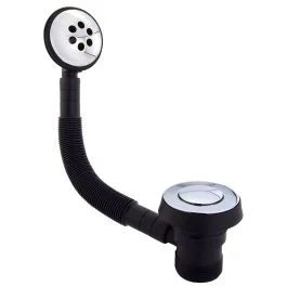 Push Button Bath Waste with Overflow & Round Plug 1 1/2″ – Chrome