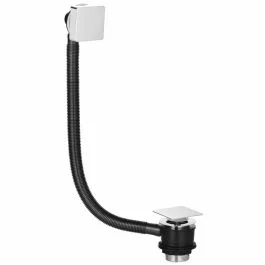 Push Button Bath Waste with Overflow & Square Plug – Chrome