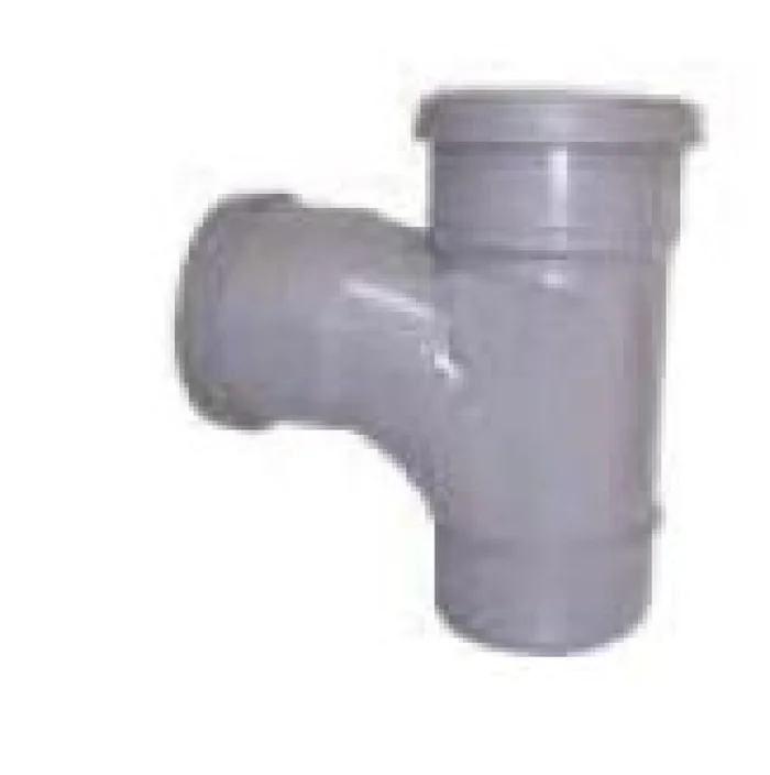 Pushfit Soil 92° Double Socket Branch With Boss 110mm Light Grey