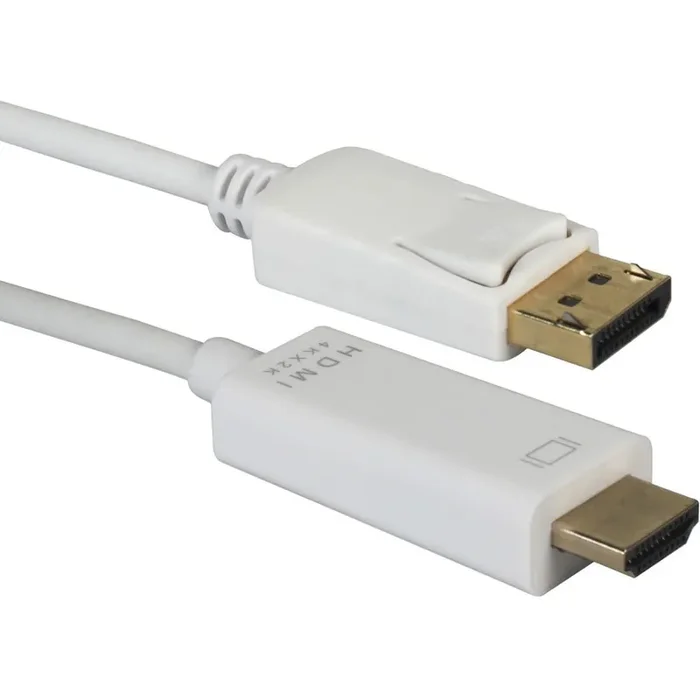 QVS 6ft DisplayPort to HDMI 4K Digital A/V White Cable