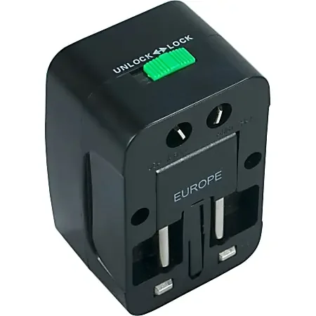 QVS Premium World Power Travel Adaptor Kit with Surge Protection – 110 V AC, 220 V AC Input – Black – 1