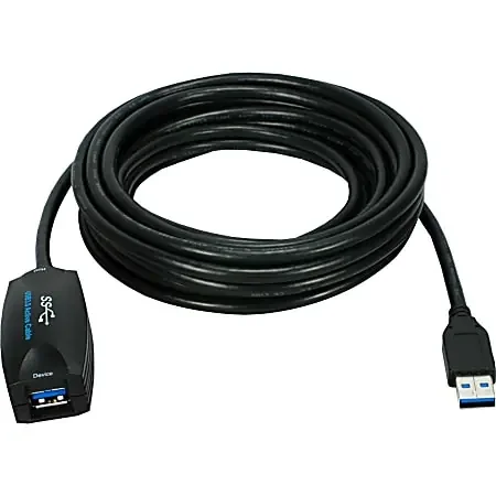 QVS USB 3.0 5Gbps Active Extension Cable – 16 ft USB Data Transfer Cable – USB3RPTR