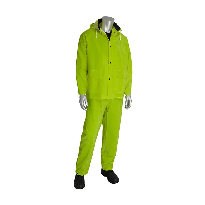 Rainsuit 3pc. .35mm PVC/Polyester Hood Corduroy Collar Hi Vis LY 2XL 201-355X2
