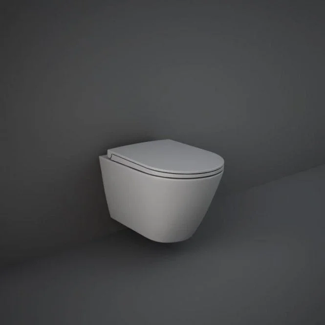 RAK-Feeling Rimless Wall Hung Pan and soft close seat in Matt Grey