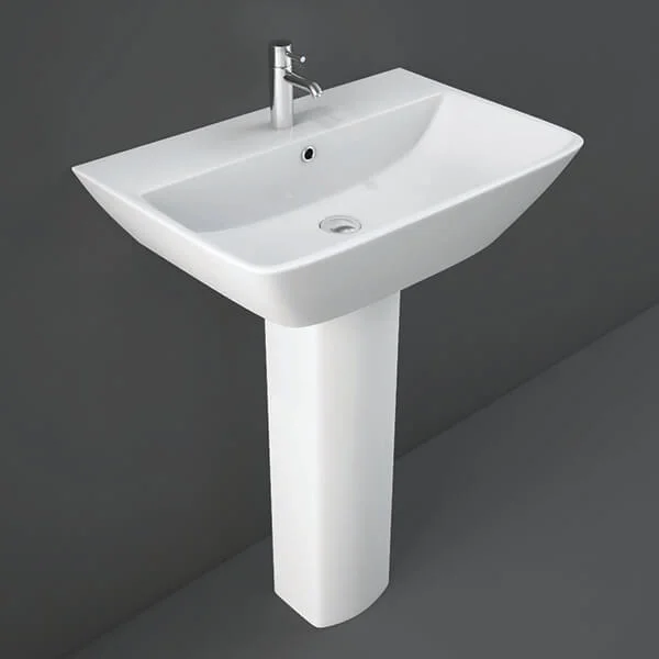 RAK Summit 1 Tap Hole White Basin With Full Pedestal 600mm