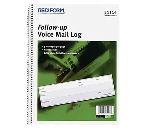 Rediform® Follow-Up Voice Mail Log Book, 8″ x 10 5/8″, 500 Sheets, 50% Recycled, Blue