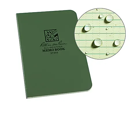 Rite in the Rain Field-Flex Memo Notebook, 3 1/2″ x 5″, Universal Ruled, 112 Pages (56 Sheets), Green