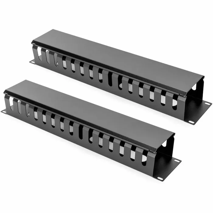 Rocstor 2U Horizontal Finger Duct Rack Cable Management Panel with Cover – Cable