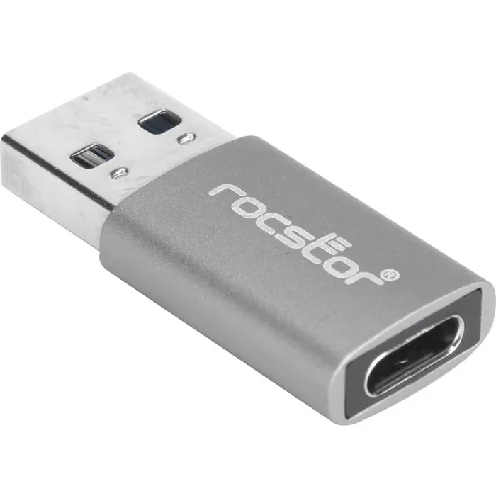 Rocstor Premium USB-A to USB-C Connector Adapter – M/F- Aluminum Grey