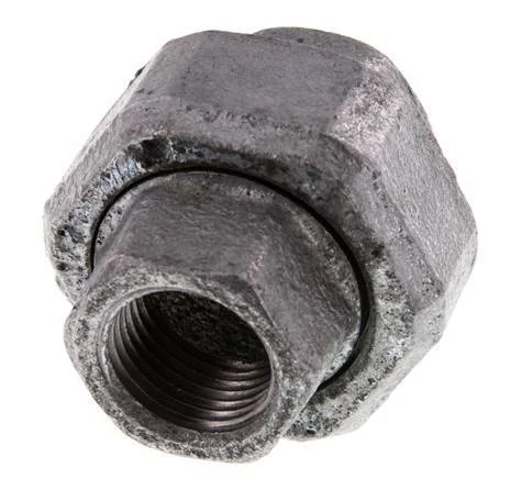 Rp 1/2” Zinc plated Cast iron Double Nipple 3-pieces with Conically sealing 25 Bar