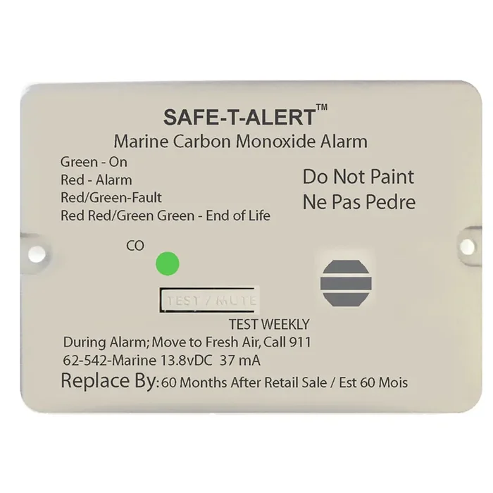 Safe-T-Alert 62 Series Carbon Monoxide Alarm w/Relay – 12V – 62-542-Marine-RLY-NC – Flush Mount – White