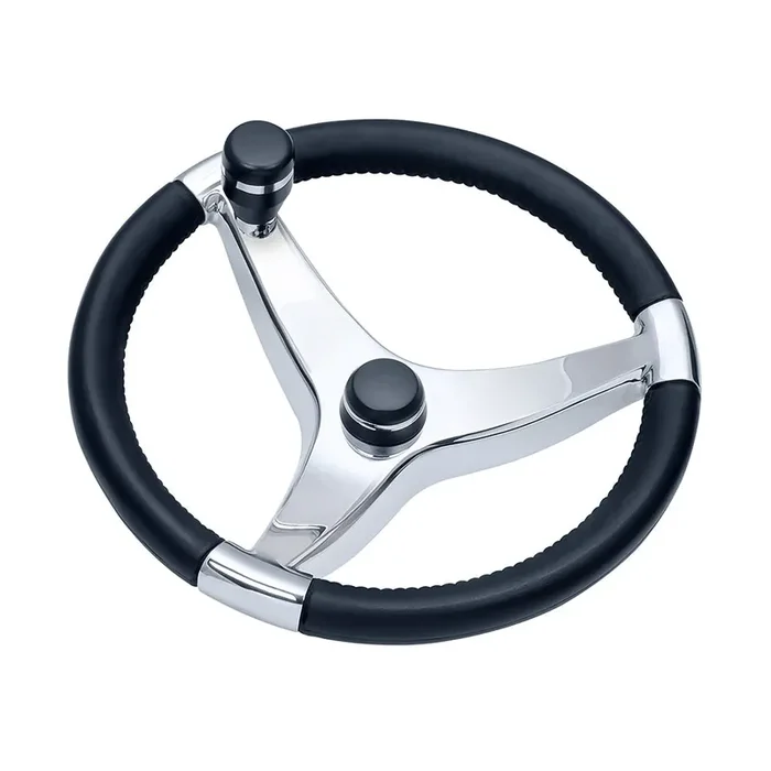 Schmitt Marine Evo Pro 316 Cast Stainless Steel Steering Wheel w/Control Knob – 15.5″ Diameter