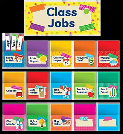 Scholastic Teacher‘s Friend Tape It Up! Class Jobs Bulletin Board Set, Pre-K To Grade 6