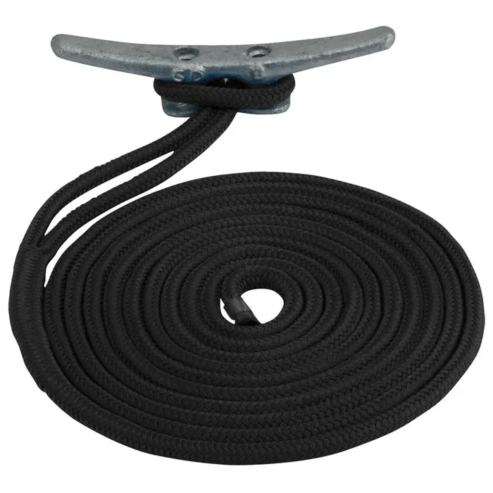 Sea-Dog Double Braided Nylon Dock Line – 5/8″ x 20‘ – Black