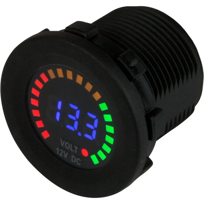 Sea-Dog Round Voltage Meter DC – 5V-15V w/Rainbow Dial
