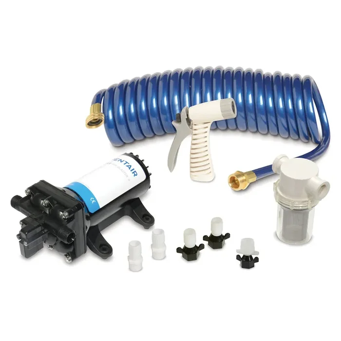 Shurflo by Pentair PRO WASHDOWN KIT™ II Ultimate – 12 VDC – 5.0 GPM – Includes Pump, Fittings, Nozzle, Strainer, 25‘ Hose