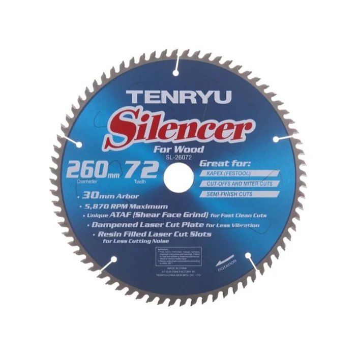 Silencer Series Steel Arbor Blade 10.23in 72 Tooth SL-26072