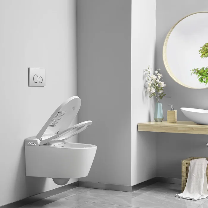 Smart Wall Mount Full Toilet including Seat White