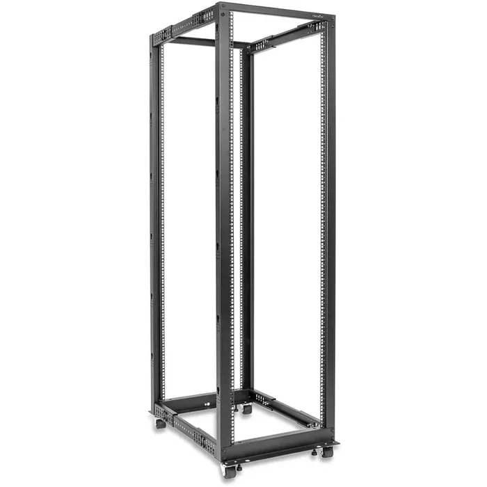 SolidRack 42U Adjustable Depth Open Frame 4 Post Rack w/ Casters – Adjustable mounting