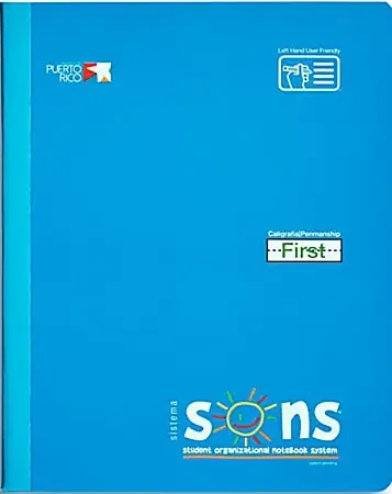 SONS System First Notebooks, 9-3/4″ x 7-1/2″, 1 Subject, Primary Rule, 200 Sheets, Blue
