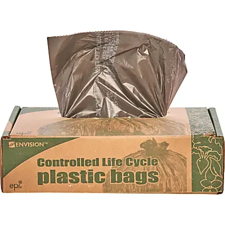 Stout Controlled Life Cycle Trash Garbage Bags, 1.1 mil, 39 Gallon, Brown, Box Of 40