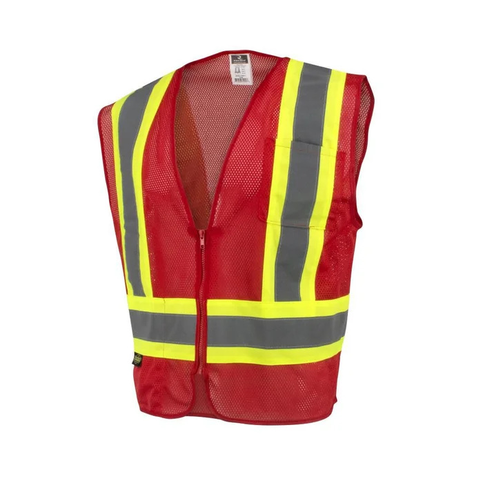 SV22-1 Economy Type O Class 1 Two Tone Safety Vest, Red, X-Large SV22-1ZRM-XL