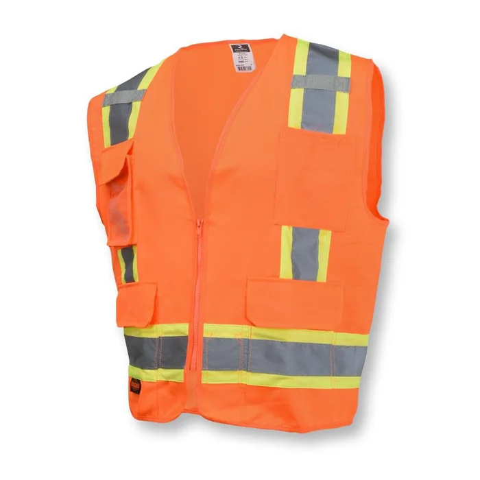 SV62 Type R Class 2 Surveyor Heavy Duty Solid Twill Safety Vest, Orange, 3X-Large SV62-2ZOT-3X