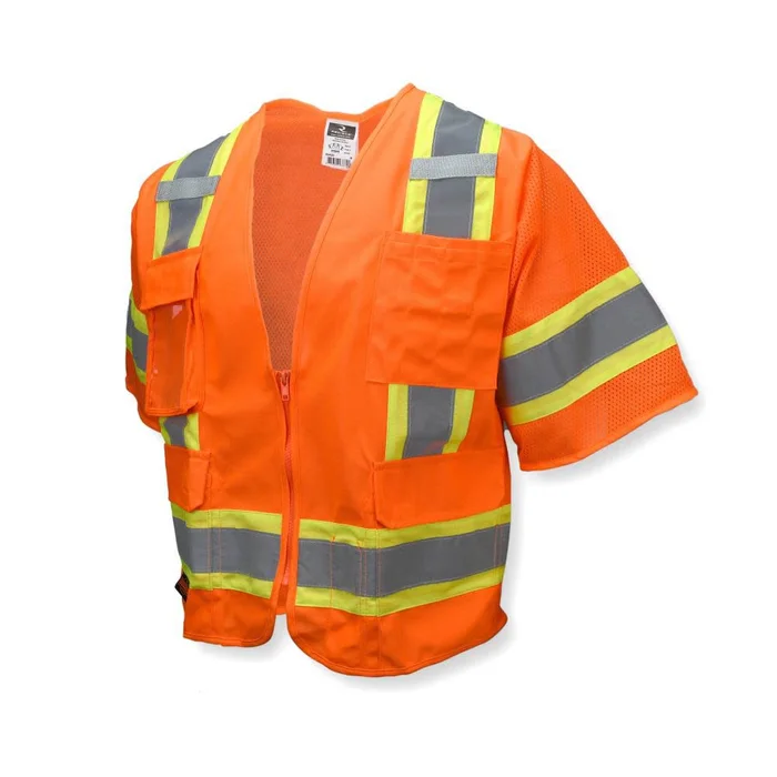 SV63 Two Tone Surveyor Type R Class 3 Two Tone Safety Vest, Orange, 5X-Large SV63O5X