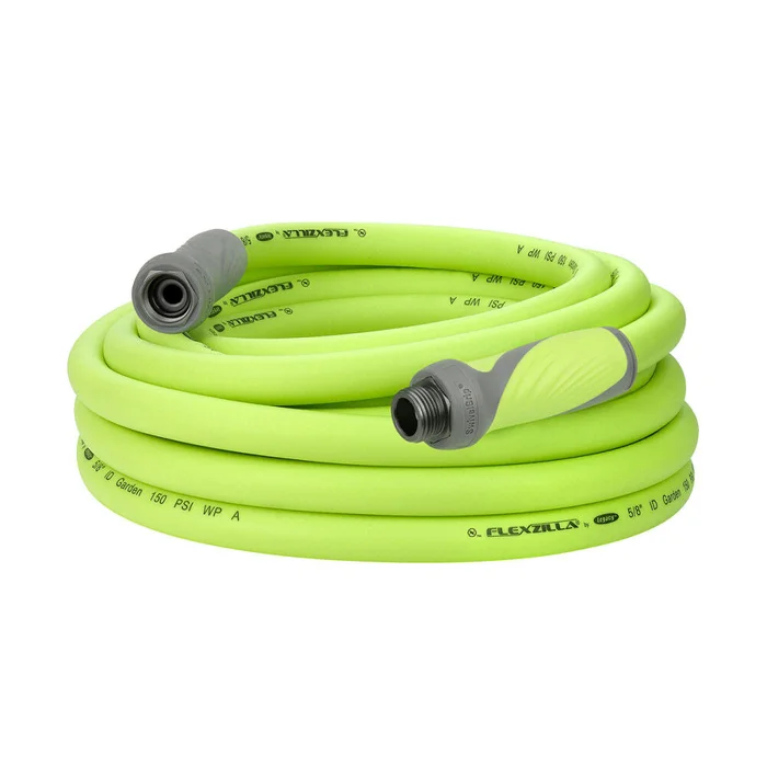 SwivelGrip Garden Hose, 5/8 Inch x 25 Feet, 3/4 Inch – 11 1/2 GHT Fittings, ZillaGreen HFZG525YWS