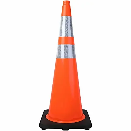 Tatco Slimline Traffic Cones, 36″H, Reflective, Flexible, Polyvinyl Chloride (PVC), Orange