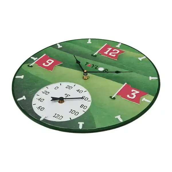 Taylor Precision Products 5293767 14-In. x 14-In. Tee Time Poly Resin Clock and