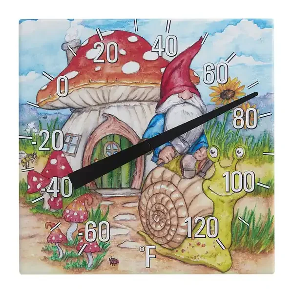 Taylor Precision Products 5300476 8-In. x 8-In. Gnome Garden Ceramic Tabletop