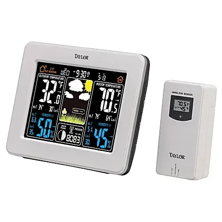 Taylor Precision Products Digital Deluxe Color Weather Forecaster, White, 1736