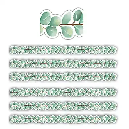 Teacher Created Resources® Die-Cut Border Trim, Eucalyptus, 35’ Per Pack, Set Of 6 Packs