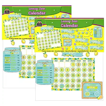 Teacher Created Resources® Lemon Zest Calendar Bulletin Board Set, Set Of 2