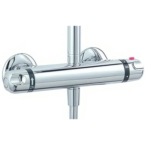 Tre Mercati Roma Exposed Round Thermostatic Chrome Bar Shower Valve, 2 Controls