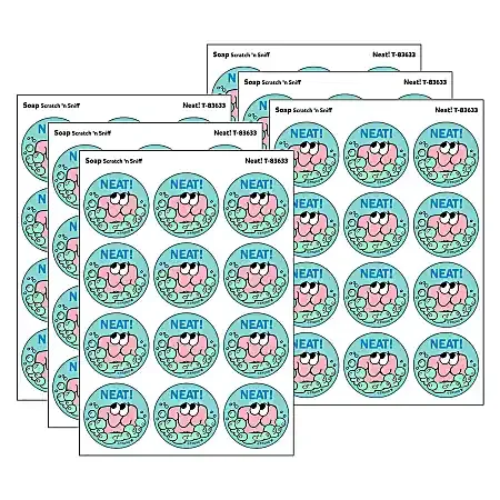 Trend Retro Scratch ‘n Sniff Stinky Stickers, Neat!/Soap Scent, 24 Stickers Per Pack, Bundle Of 6 Packs