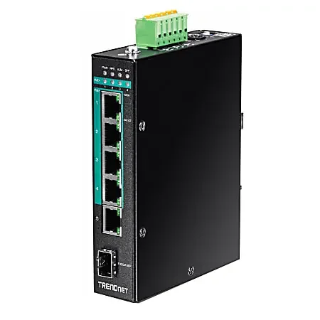 TRENDnet 6-Port Hardened Industrial Gigabit Poe+ Layer 2 Managed DIN-Rail Switch, 4x Gigabit PoE+ 802.3at Ports