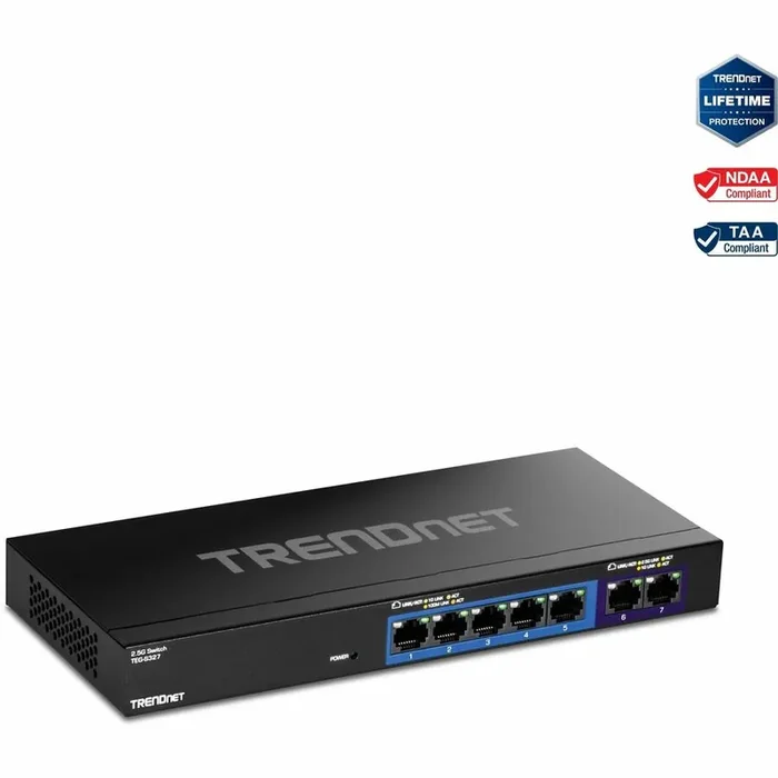 TRENDnet 7-Port Multi-Gig Switch, 5 x 1G RJ-45 Base-T Ports, 2 x 2.5G RJ-45 Ports, 20Gbps