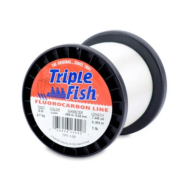 Triple Fish – 100% Fluorocarbon Leader – Clear – 1 Pound Spool