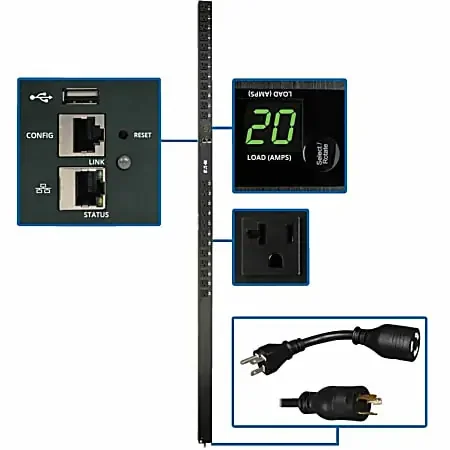 Tripp Lite 1.9kW Single-Phase Switched PDU with LX Platform Interface, 120V Outlets (24 5-15/20R), 10 ft. Cord w/L – PDUMV20NETLX