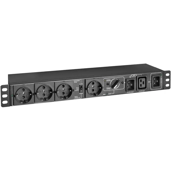 Tripp Lite 220-240V 16A Single-Phase Hot-Swap PDU with Manual Bypass – 4 Schuko Outlets, C20 & Schuko Inputs, Rack/Wall