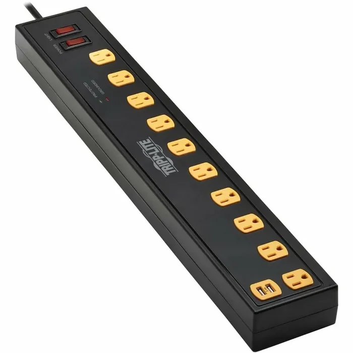Tripp Lite Protect It! 10-Outlet Surge Protector with Swivel Light Bars – 5-15R Outlets,