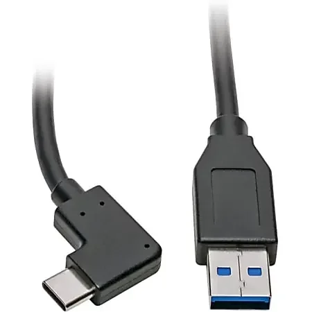 Tripp Lite USB C to USB-A Cable Right Angle 3.1 5 Gbps USB Type C M/M 3ft – 1x Type A Male USB – 1x Type C Male USB – U428003CRA