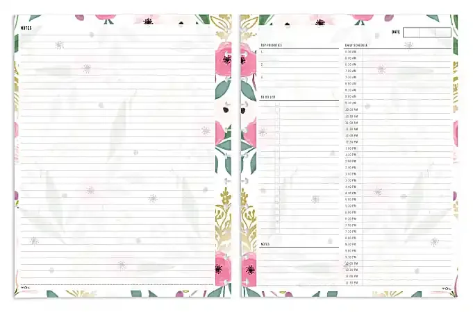 TUL® Discbound Undated Daily Refill Pages, Letter Size, 50 Sheets, Floral