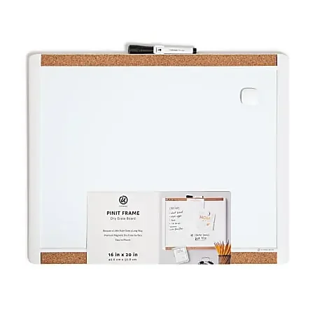 U Brands PINIT Magnetic Dry-Erase Board, 20″ X 16″, White Frame (428U00-01)
