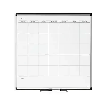 U Brands PINIT Magnetic Dry-Erase Monthly Calendar Board, 36″ X 36″, Silver Aluminum Frame, Actual Size 35″ X 35″ (2902U00-01)