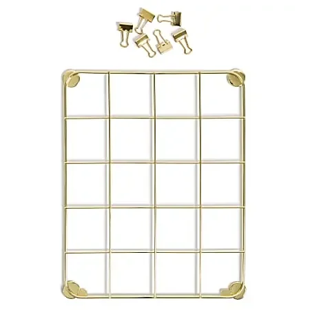 U Brands® Magnetic Photo Grid With Hooks, 9″ x 6-1/4″, Gold